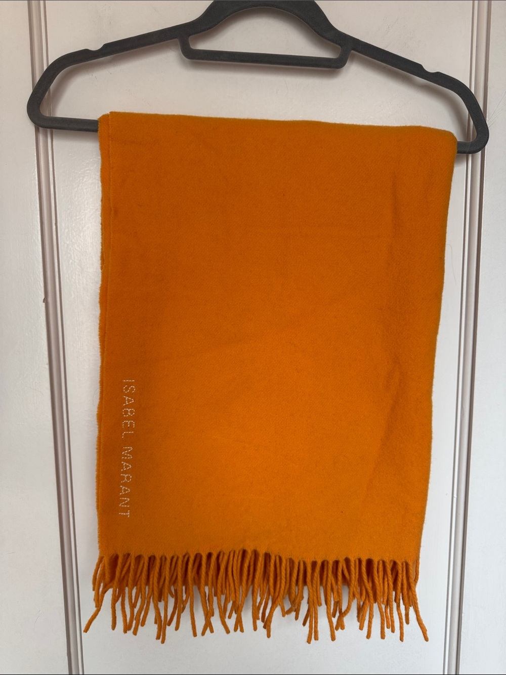 Isabel Marant Bright Orange Fringed Wool Scarf